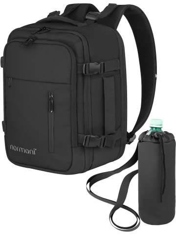 normani Erweiterbarer Handgepäck-Rucksack mit Flaschentasche in Schwarz