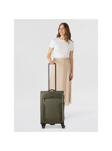 D&N Travel Line 9704 4 Rollen Trolley M 68 cm mit Dehnfalte olive