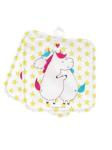 Mr. & Mrs. Panda Topflappen Einhorn Mitteilung ohne Spruch in Weiß