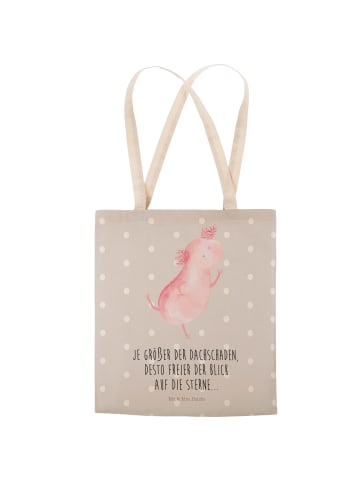 Mr. & Mrs. Panda Einkaufsshoppinger Axolotl Tanzen mit Spruch in Grau Pastell