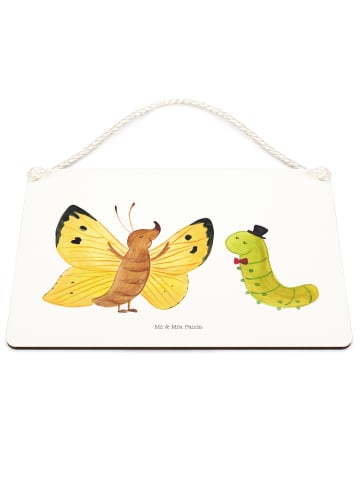 Mr. & Mrs. Panda Schild Raupe Schmetterling ohne Spruch in Weiß