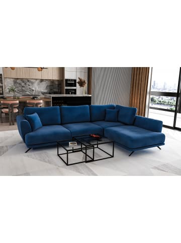 MF Design Lardo Recamiere Rechts in Navyblau -  (L) 191 x (B) 276 x (H) 90 cm
