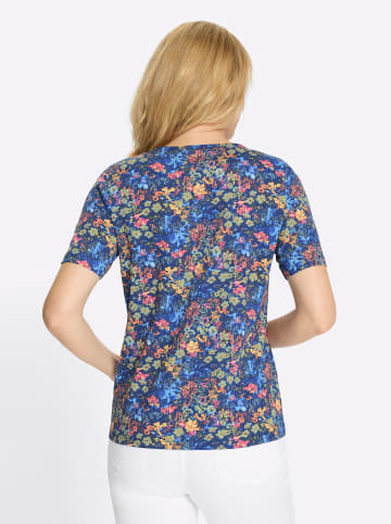 Sieh an! Kurzarm-Shirt in dunkelblau-aqua-bedruckt