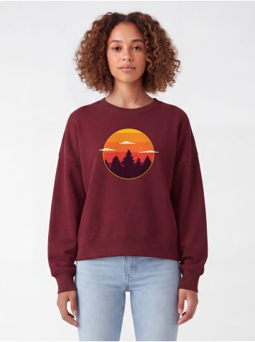 wat? Apparel Sweatshirt Sunset forest in Weinrot