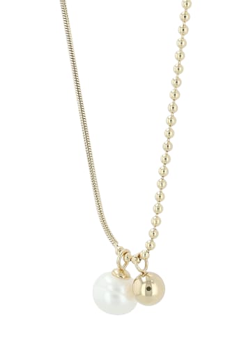 Adeliás Damen Edelstahl Halskette mit Anhänger Perle 42 cm + 5 cm in gold