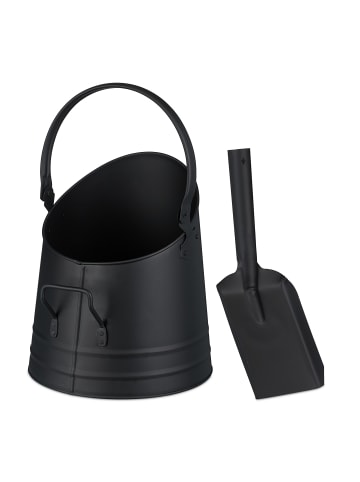 relaxdays Kohleneimer mit Schaufel in Schwarz - 6,5l