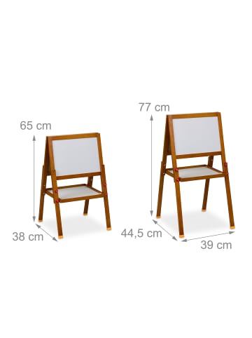 relaxdays Kinderstandtafel in Braun - (B)39 x (H)65-77 x (T)44,5 cm
