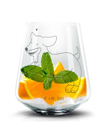 Mr. & Mrs. Panda Blümchentail Glas Hund Dackel ohne Spruch in Transparent
