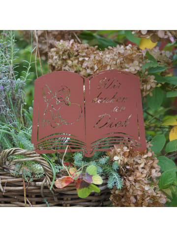 UNUS Grabstecker Rostoptik Buch "In Liebe" in Rost