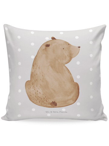 Mr. & Mrs. Panda kissen bedruckt Bär Schulterblick ohne Spruch in Grau Pastell