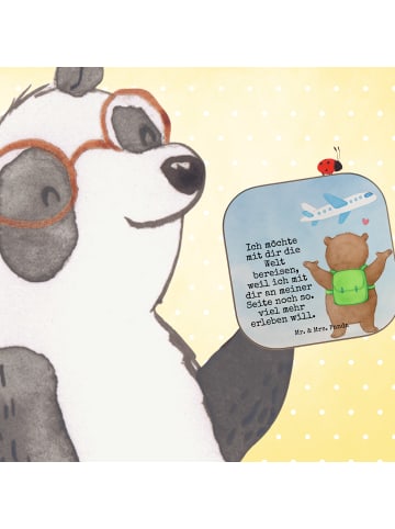 Mr. & Mrs. Panda Glas-Untersetzer Bär Flugzeug Design mit Spruch in Weiß