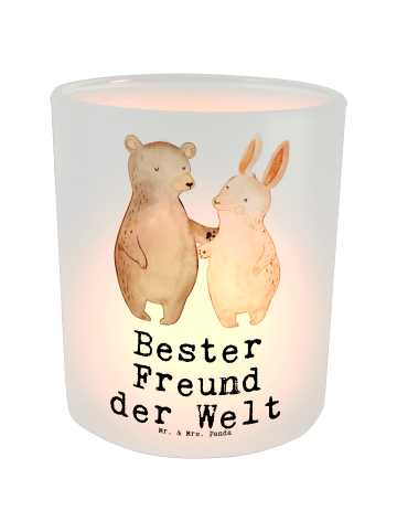 Mr. & Mrs. Panda Glas Windlicht Hase Bester Freund der Welt mit ... in Transparent