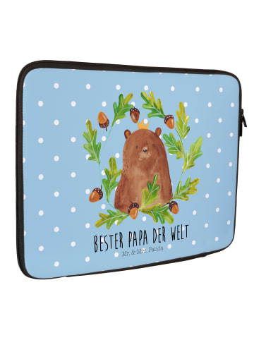Mr. & Mrs. Panda Laptop Tasche Bär König mit Spruch in Blau Pastell