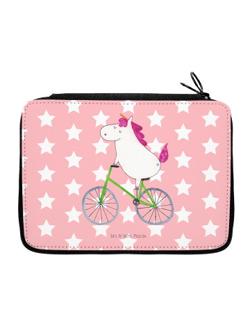 Mr. & Mrs. Panda Federmappe Einhorn Radfahrer ohne Spruch in Rot Pastell