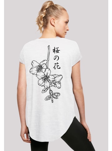 F4NT4STIC Long Cut T-Shirt Japan Flower in weiß