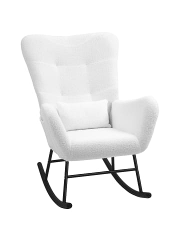 HOMCOM Schaukelstuhl-95L x 67B x 100H cm-Weiß