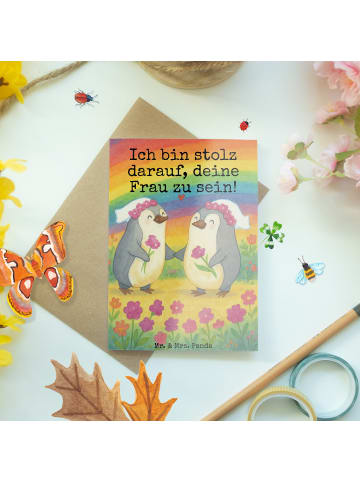 Mr. & Mrs. Panda valentinstagskarte Pinguine Lesbian Pride Desig... in Weiß