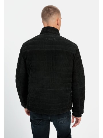 Camel Active Leder Steppjacke mit Stehkragen in Schwarz