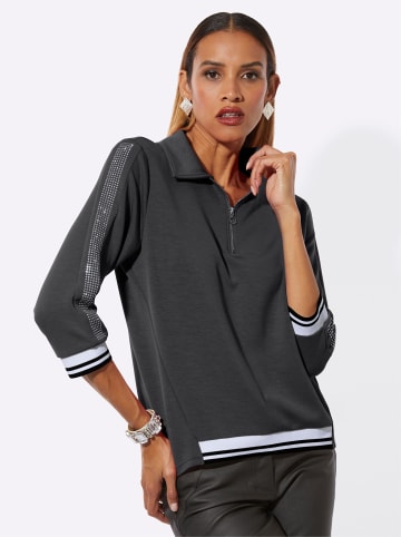 creation L Langarm-Poloshirt in schwarz