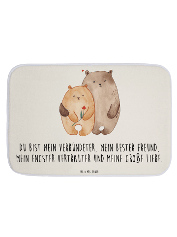 Mr. & Mrs. Panda Badezimmerteppich Bären Liebe mit Spruch in Weiß