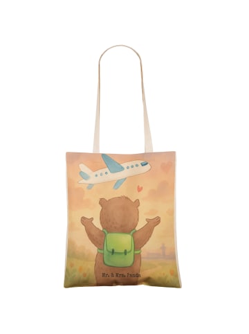 Mr. & Mrs. Panda Tote Bag Bär Flugzeug Design ohne Spruch in Weiß