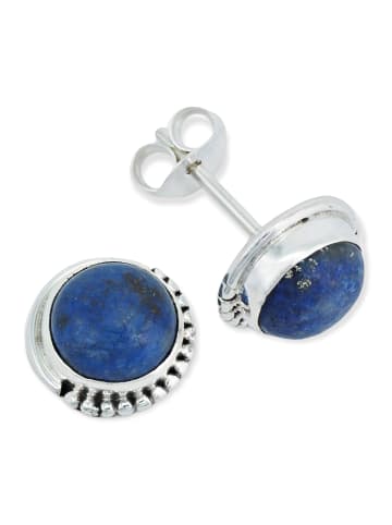 mantraroma 925er Silber - Ohrstecker (L) 9 x (B) 9 mm mit Lapis Lazuli