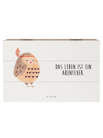 Mr. & Mrs. Panda Erinnerungsbox Eule Federschmuck mit Spruch in Weiß