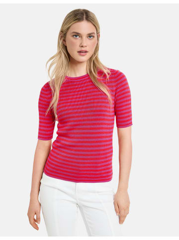 TAIFUN Strick, Shirt, Top, Body in Digital Red geringelt