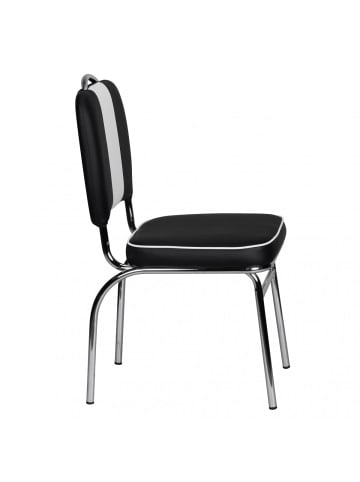 FineBuy Esszimmerstuhl in Schwarz / Kunstleder / 47x45x90