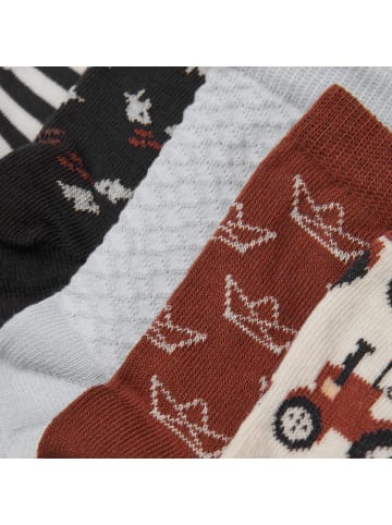 Minymo Kinder Socken "Socks w. Pattern (5-pack)" in Braun
