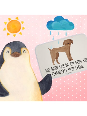 Mr. & Mrs. Panda Badteppich Hund Dogge mit Spruch in Weiß