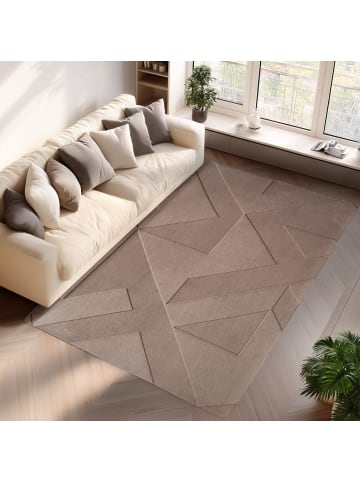 KADIMA DESIGN Teppich Kurzflor Geometrisch Microfaser Innen in Beige