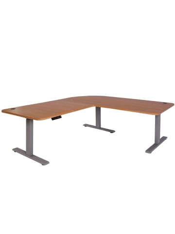 MCW Eck-Schreibtisch D40, Braun Struktur, grau