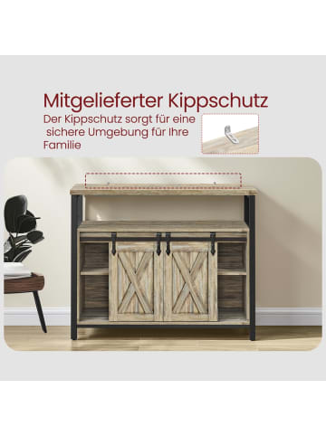 VASAGLE Sideboard Daxton in Türkisbraun-Tintenschwarz - (B)33 x (H)80 x (T)100 cm
