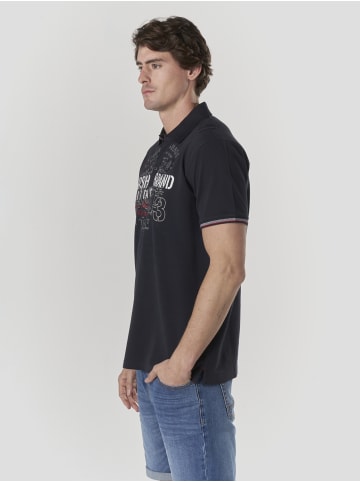 KOROSHI Normale polo pique print-emb nautik in blau