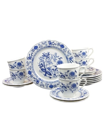 CreaTable CreaTable 17131 ZWIEBELMUSTER FLORA, Kaffeeservice 18 teilig in Weiß/Blau