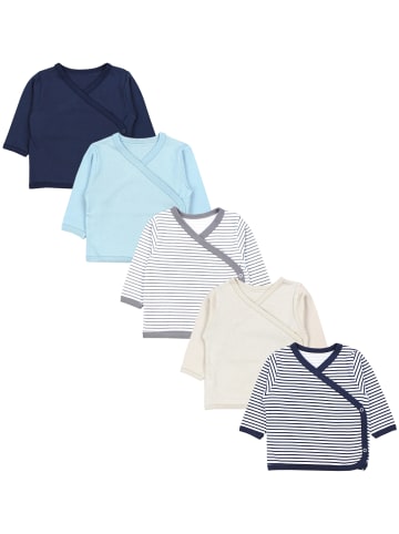 TupTam Baby Jungen Langarm Wickelshirt 5er Set in blau/beige