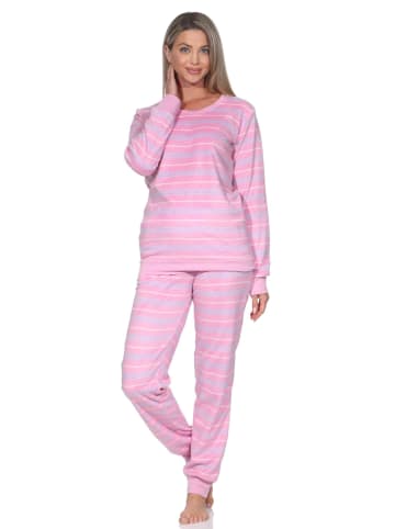 NORMANN Fleece Schlafanzug langarm Bündchen chilige optik in pink