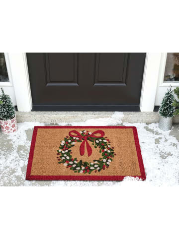 Beliani Fußmatte BULUSAN in Naturfarben/Rot/Grün - (W) 60 x (L) 90 cm