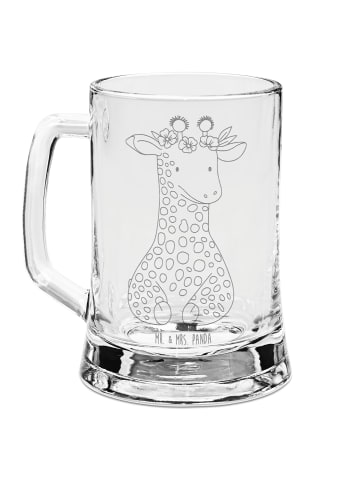 Mr. & Mrs. Panda Bierglas Giraffe Blumenkranz ohne Spruch in Transparent