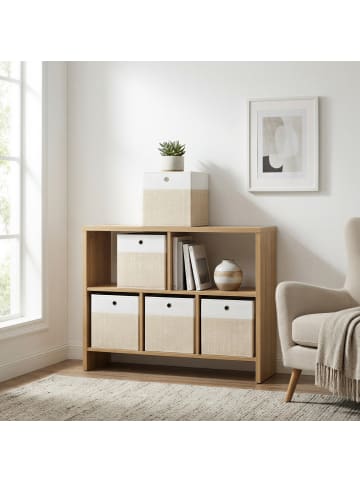 SONGMICS 6er-Set: Aufbewahrungsbox Tina in Weiß-Beige - (B)26 x (H)28 x (T)26 cm