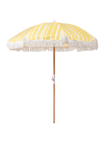 Beliani Marktschirm MONDELLO in Gelb/Weiß/Braun - (W) 150 x (H) 210 x (L) 150 cm