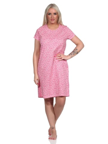 NORMANN Nachthemd Bigshirt kurzarm Herz Tupfen - 73294 in rosa