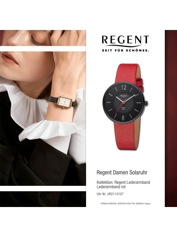 Regent Solaruhr-Analog rot mittel (ca. 33mm) Regent Lederarmband