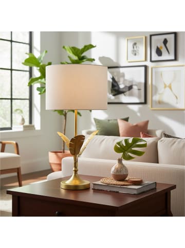 relaxdays Tischlampe in Weiß/ Gold - (H)51 x Ø28 cm