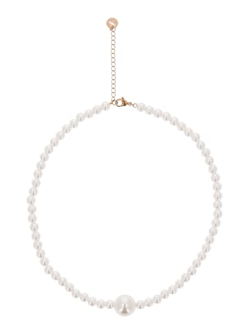 faina Women Beaded Necklace in Rose Gold White