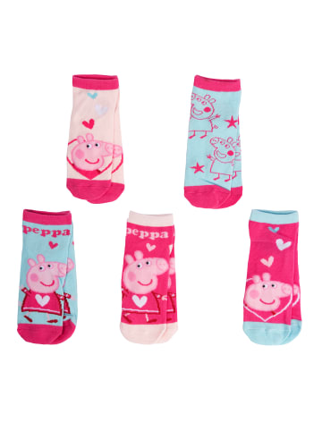 United Labels 5er Pack Peppa Wutz  Sneakersocken in blau/rosa