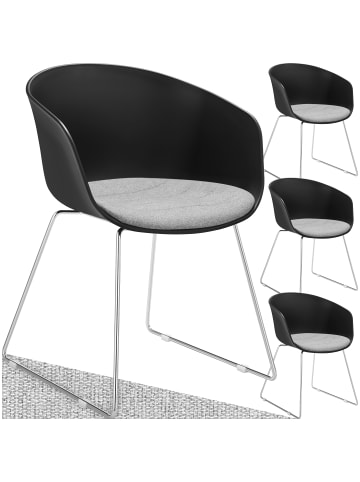 tectake Kunststoff-Armlehnstuhl Logart  59,5 x 56 x 80,5 cm, schwarz/chrom