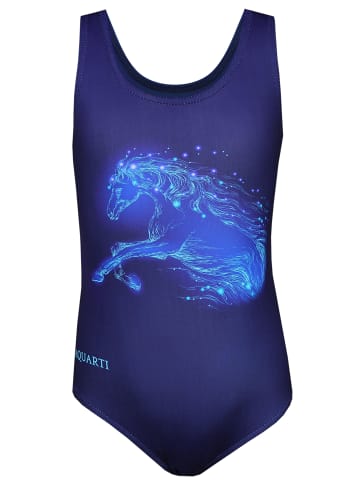 Aquarti Mädchen Badeanzug mit Ringerrücken Print in blau Modell 3