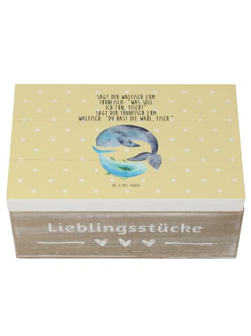 Mr. & Mrs. Panda Aufbewahrungsbox Walfisch Thunfisch mit Spruch in Gelb Pastell